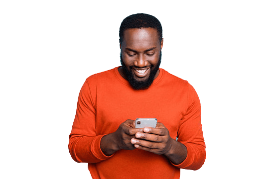 Man typing on his phone